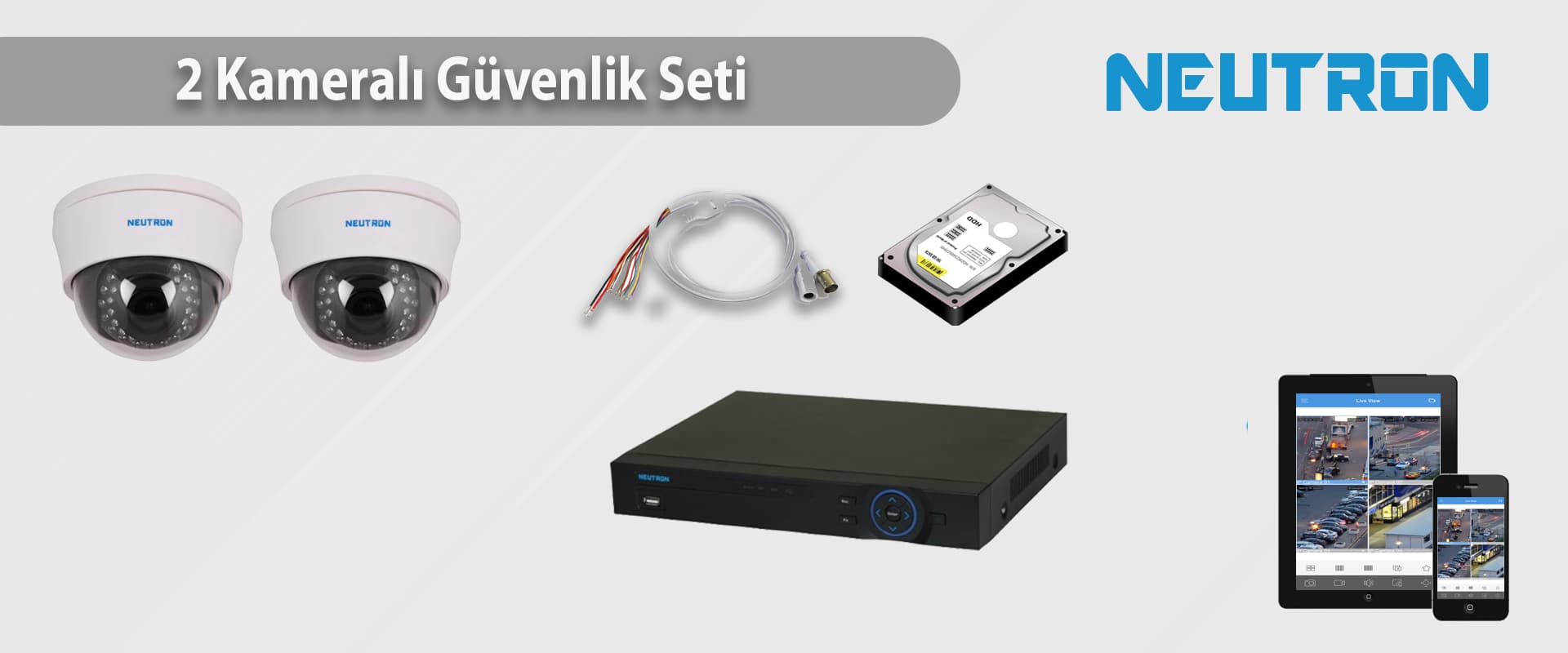 DESi 2 Kameralı AHD Güvenlik Kamera Sistemi ürün paketi