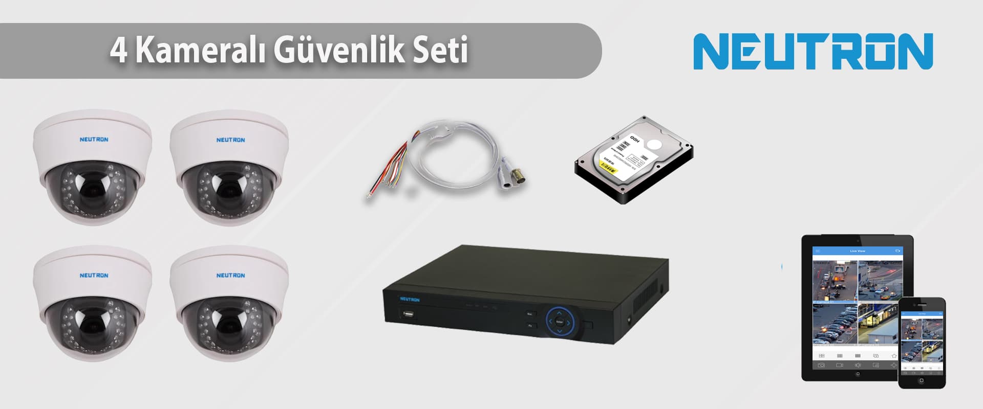 DESi 4 Kameralı AHD Güvenlik Kamera Sistemi ürün paketi