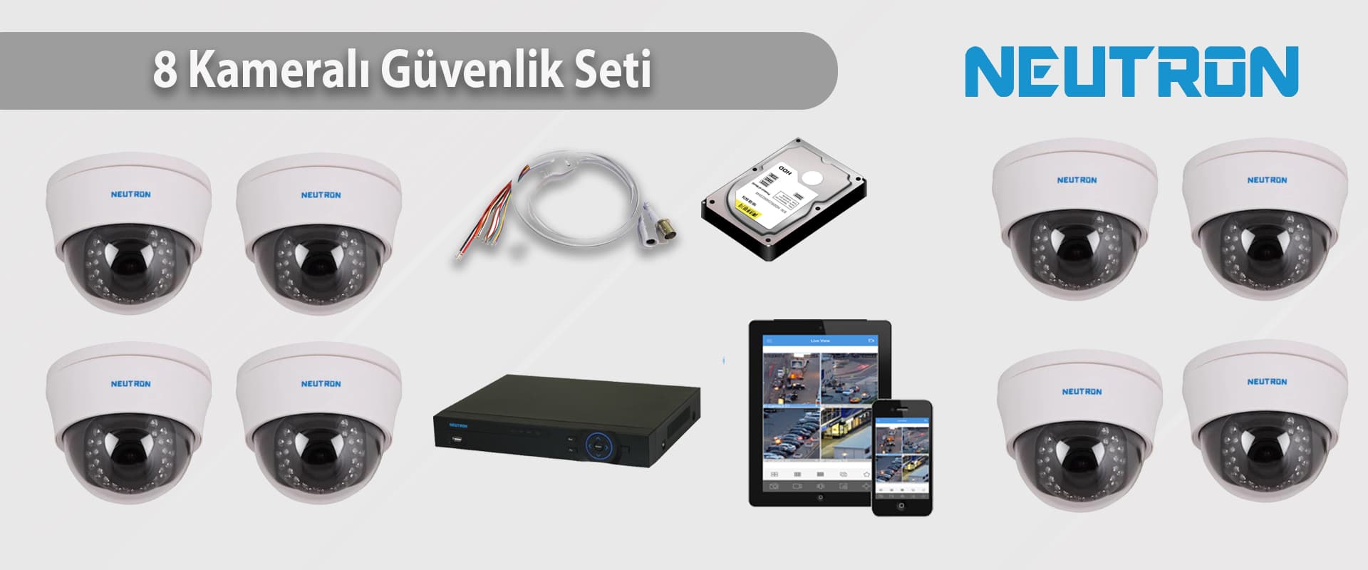 DESi 8 Kameralı AHD Güvenlik Kamera Sistemi ürün paketi