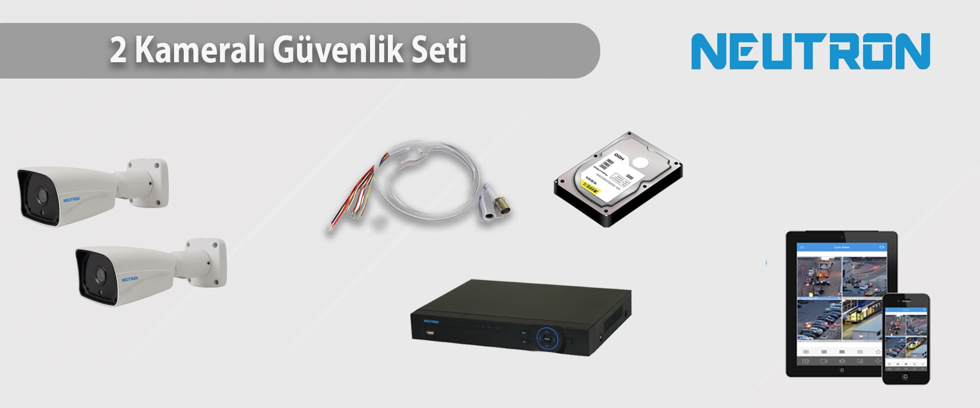 DESi 2 Kameralı IP Güvenlik Kamera Sistemi ürün paketi