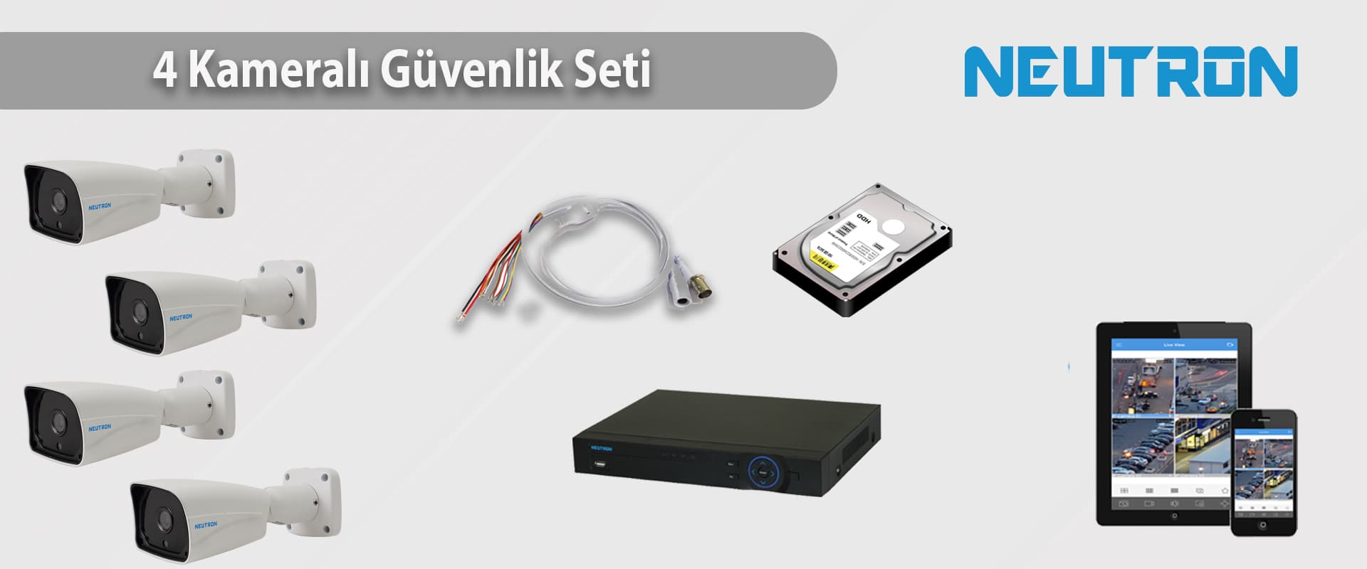 DESi 4 Kameralı IP Güvenlik Kamera Sistemi ürün paketi