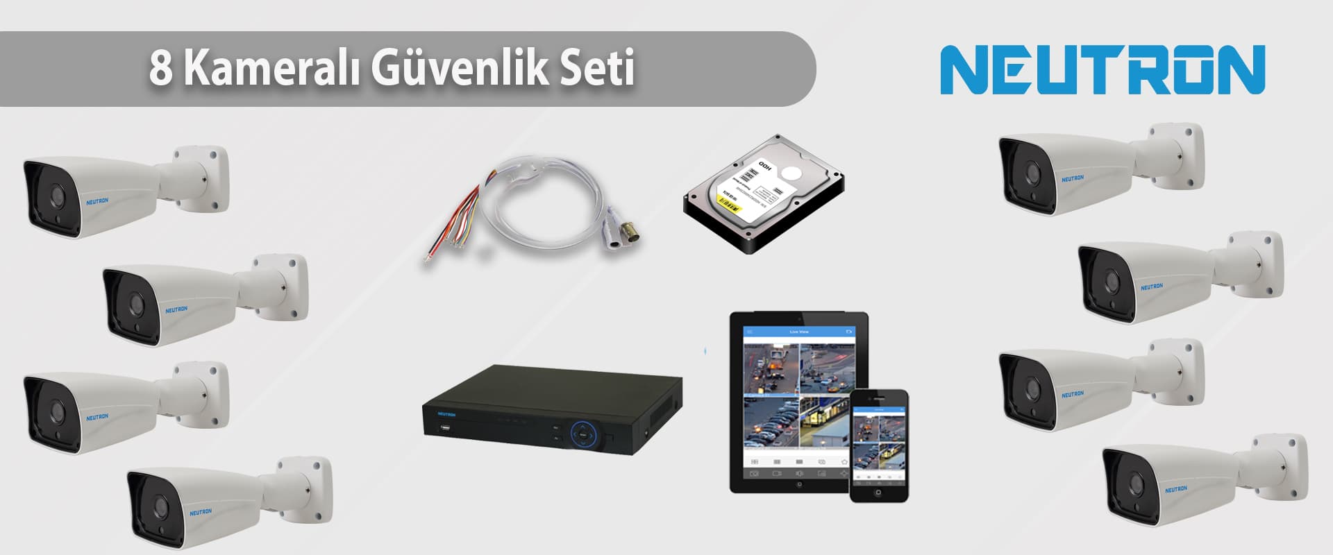 DESi 8 Kameralı IP Güvenlik Kamera Sistemi ürün paketi