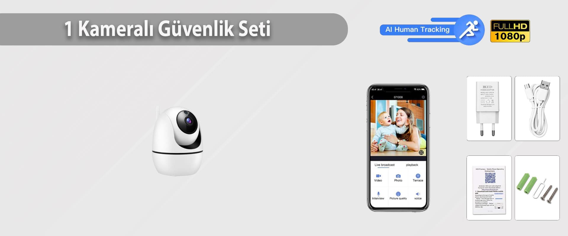 DESi 1 Kameralı Wi-Fi Güvenlik Kamera Sistemi ürün paketi